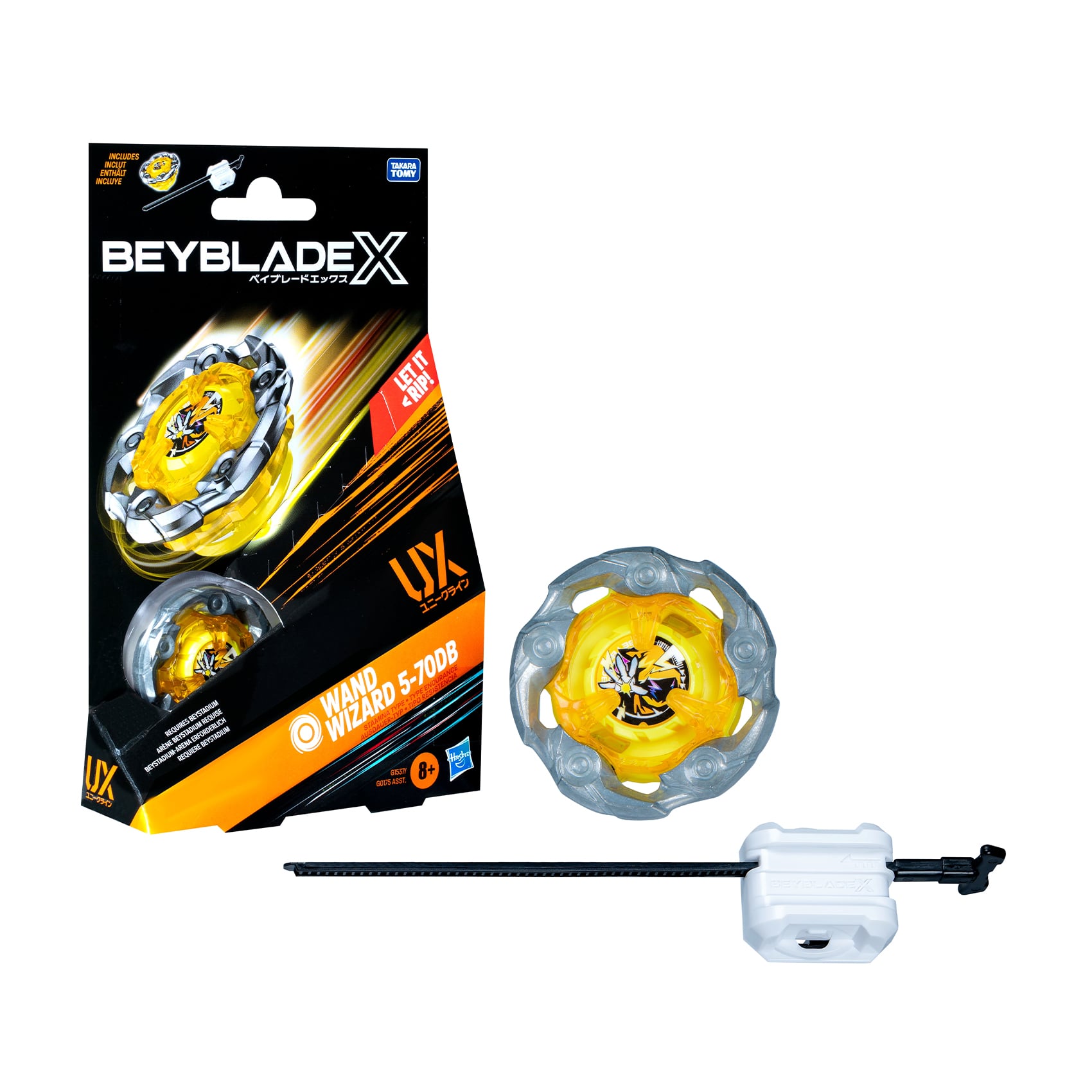 Іграшка-дзиґа Beyblade X Wand Wizard 5-70DB UX Starter Pack з пусковим пристроєм, від 8 років (G0175/G1537)